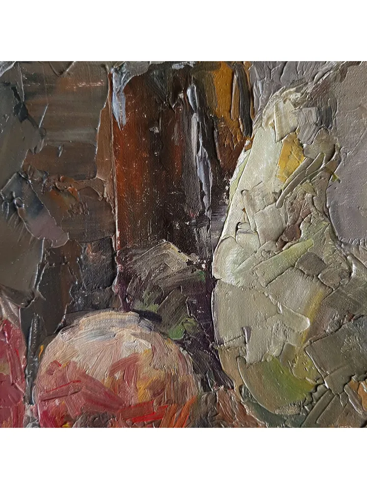 Pomegranate Painting 11,3x9,1" ORIGINAL ART Still Life with Fruits Kitchen Artwork Signed by artist Marina Chuchko