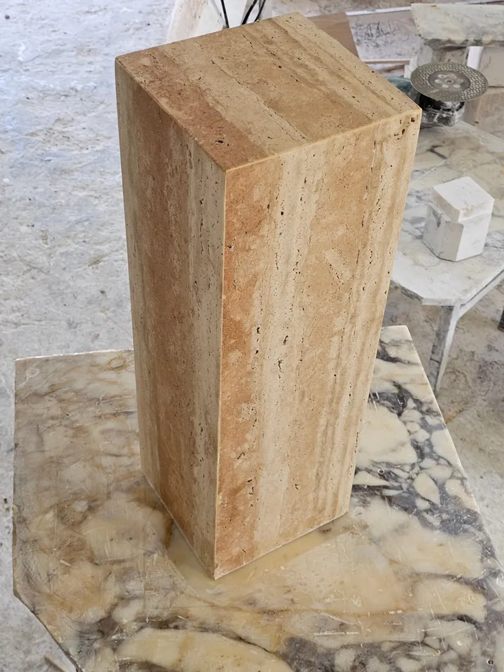 Travertine cube table,nightstand side table end table real travertine handmade and free shipping