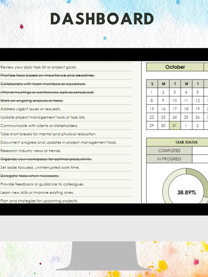Checklist Template, Editable Google Sheets Template, Digital Download, Easy to Use, Organize Tasks &Projects, For Personal  Professional Use