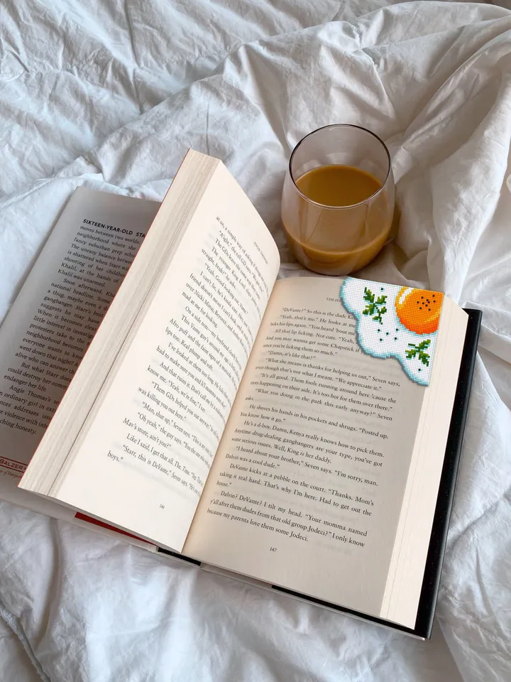 Corner bookmark cross stitch pattern PDF download Fried egg cross stitch chart, Food bookmark digital PDF, Funny bookmark for beginner #B240