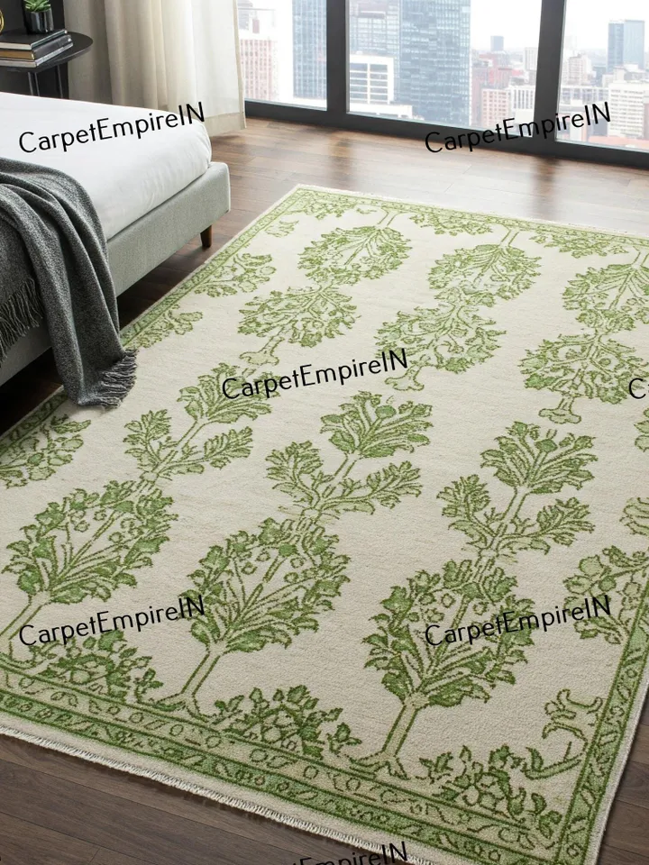 8x10 Green floral Oushak Hand Knotted Rug4x6,5x8,6x9,8x10,9x12,10x14 ft Handmade Rugs for Living Room-Antique Contemporary rug,kids rug.