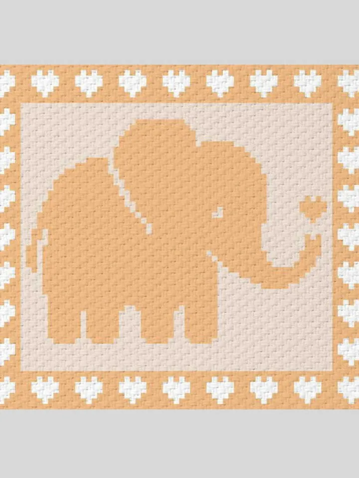 Crochet C2C Elephant Hearts Boarder baby blanket pattern