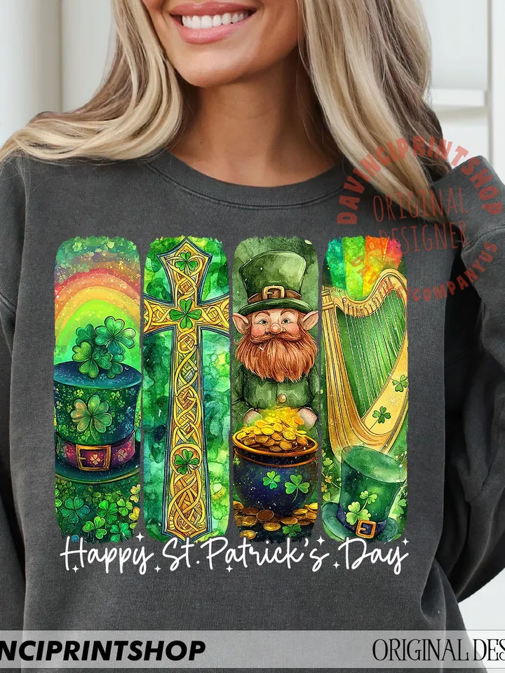 Retro St Patrick's Day PNG, St Patrick's png, Lucky png, Shamrock PNG, Irish Png, Leprechaun Png, Clover png, Green day, Digital Download