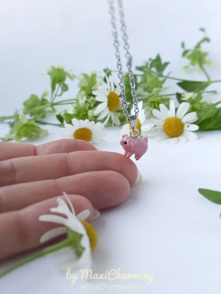 A pig necklace tiny size
