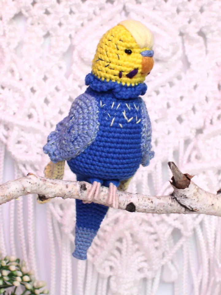 Budgerigar with rotating head crochet pattern PDF Amigurumi parrot toy