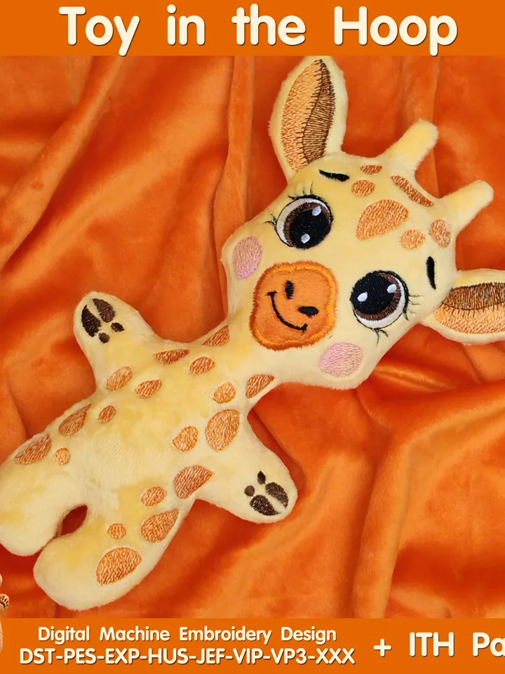 ITH Giraffe toy soft stuffed in the Hoop Digital Design for Machine Embroidery