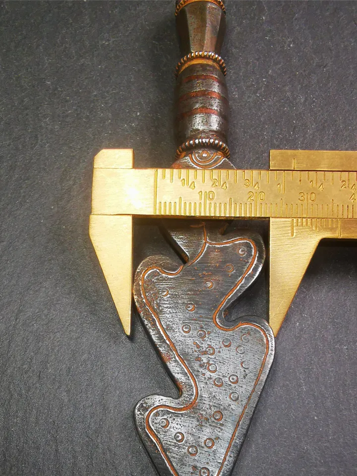 Gandhanra Handmade Tibetan Buddhist Ritual Implement - Kila - Snake Spear, Made of Cold Iron inlaid with Copper,5.5"