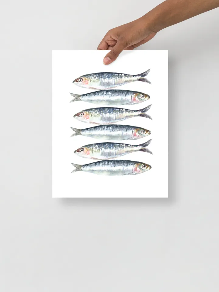 Sardines Art Print Watercolor Painting Kitchen Art Food Art Fishing Decor Gift Sardines Food Still Life Fishing Decor Fodd Still Life Print
