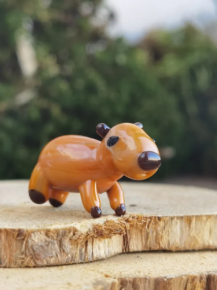 GLASS FIGURINES Capybara figurine Glass Capybara Miniature Capybara tiny Capybara Tiny glass animals Terrarium Dollhouse miniature