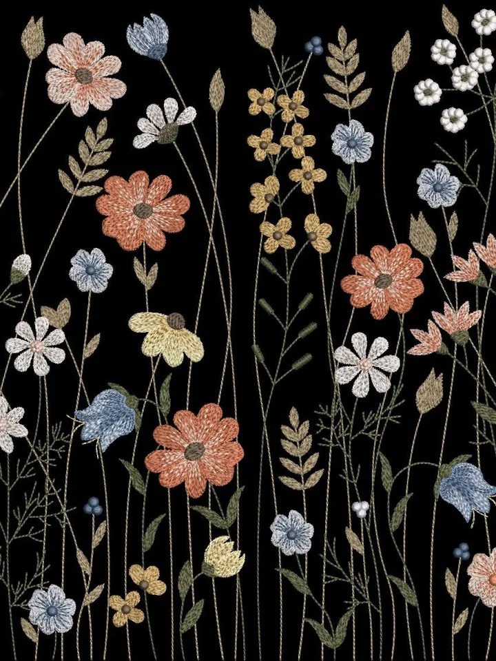 Machine embroidery design wildflowers and herbs