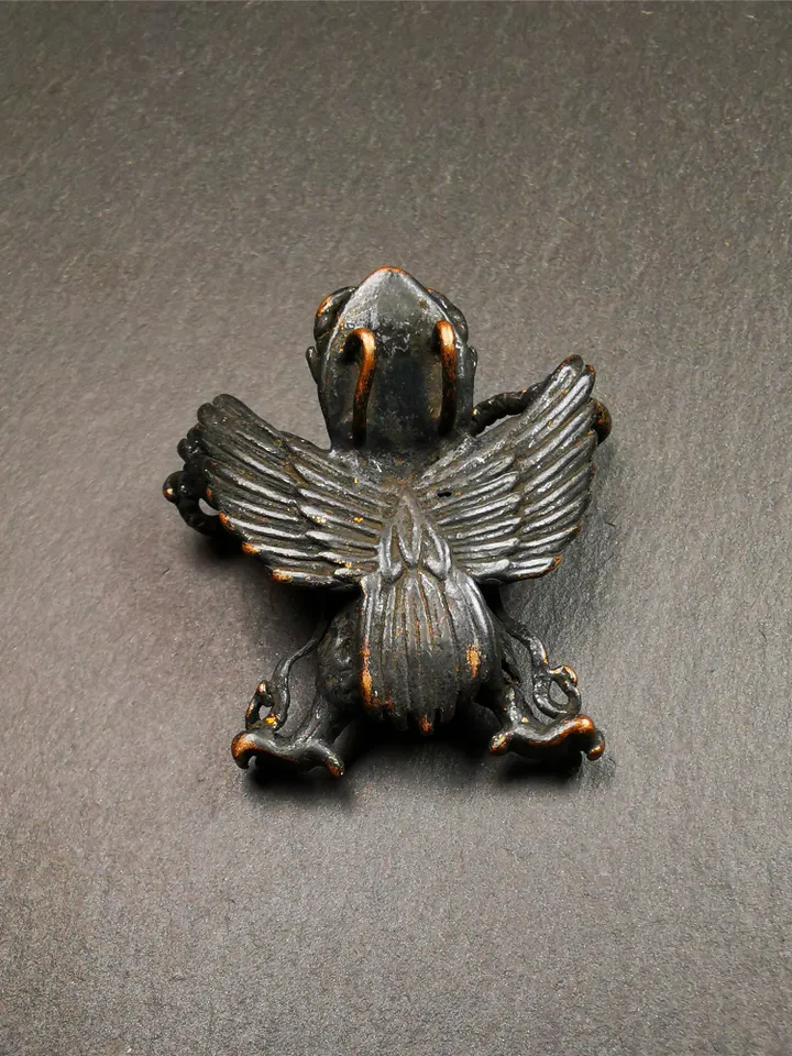 Gandhanra Antique Tibetan Buddhist Amulet Pendant,Garuda,Garula,Suparna,Golden-winged Bird,Made of Thokcha, 1.57"