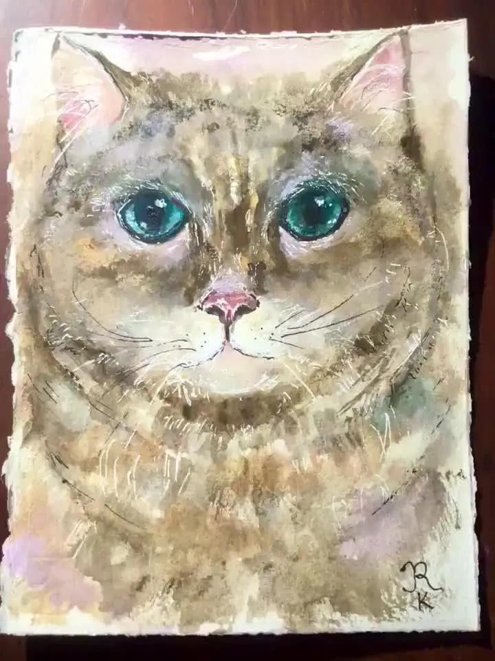 Fat grey cat original painting,watercolor original wall art,watercolor animals painting,cat lovers gifts,cat small original artwork,gift