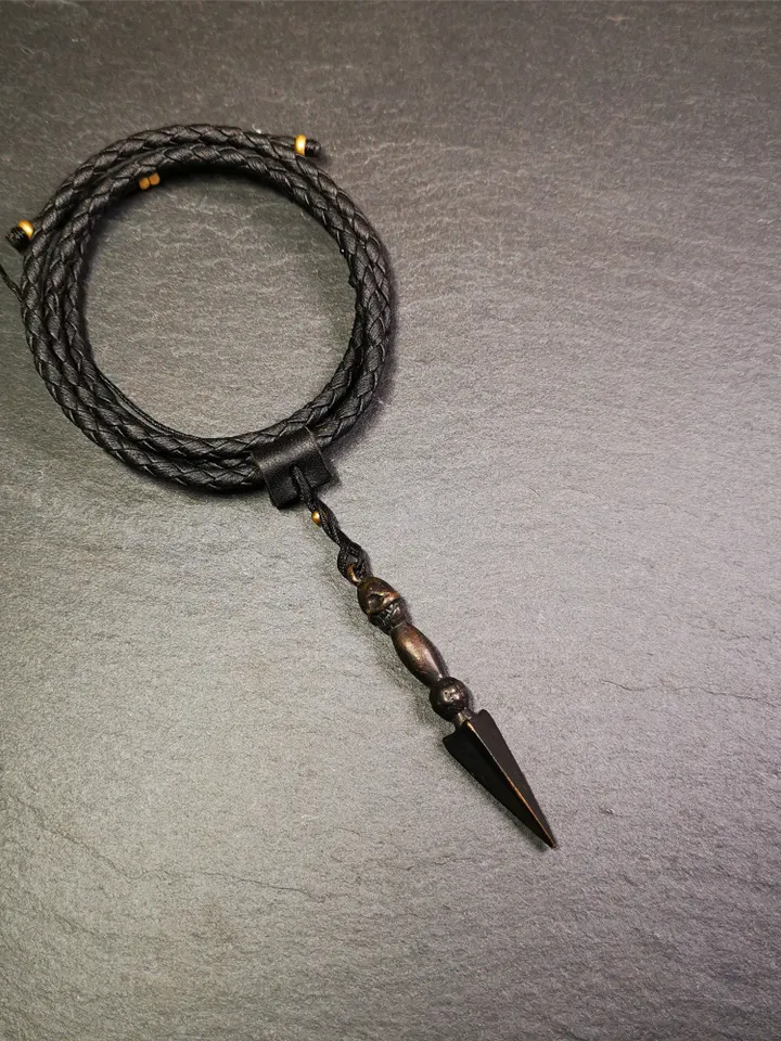 Gandhanra Handmade Skull Phurba Amulet,Kila - Dorje Phurba,Tibetan Budhist Ritual Implement Pendant,Made of Cold Iron,2.48"