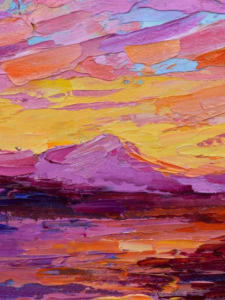 Seascape wall art original oil painting Hawaiian coast artwork Colorful sunset art Beach painting