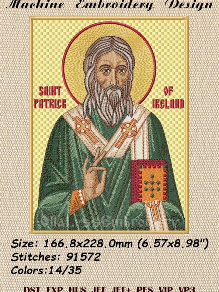 Saint Patrick Of Ireland Icon machine embroidery design