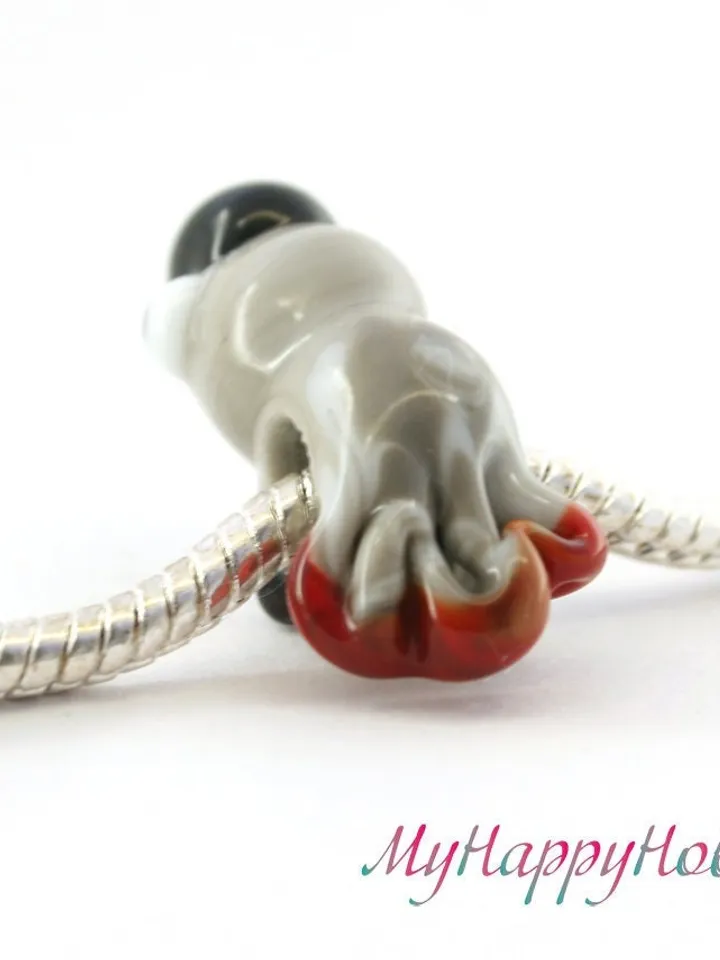 African grey parrot charm Parrot dread beads Parrot bead Parrot bracelet Glass parrot BHB big hole bead Lampwork parrot jewelry