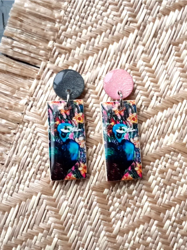 William Morris Pattern Earrings Dangle, Peacock