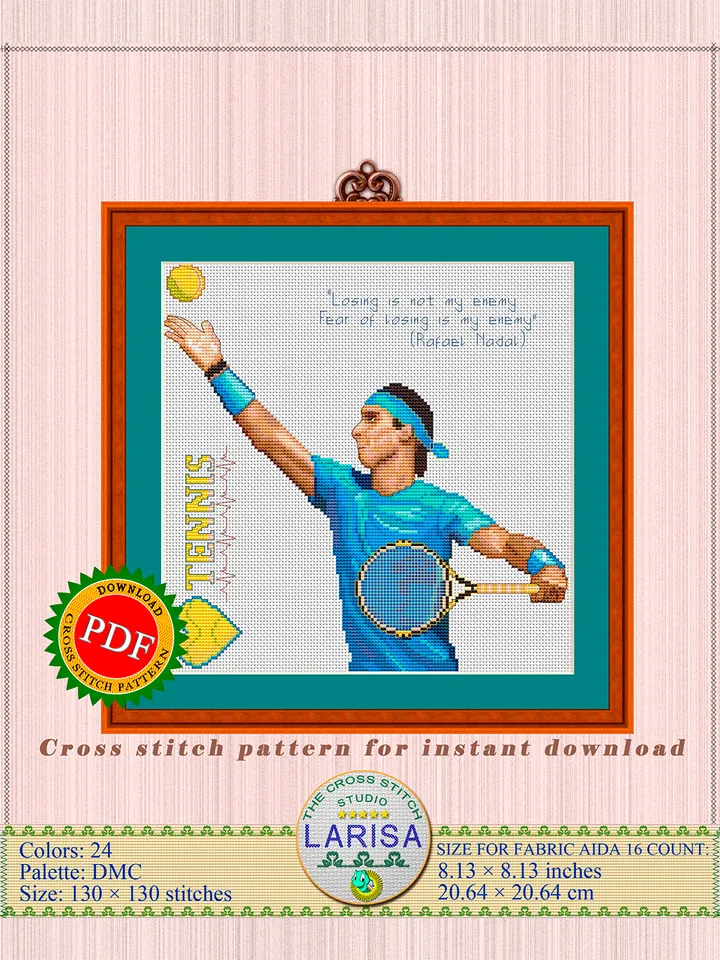 Tennis Cross Stitch Pattern | Tennis Player