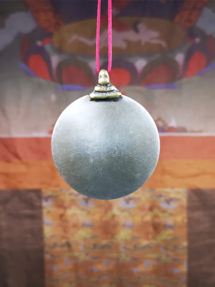Gandhanra Acient Tibetan Buddhist Amulet,Melong Mirror,Calendar Badge,SIPAHO(srid pa ho),Made of Lima Brass,1.97"