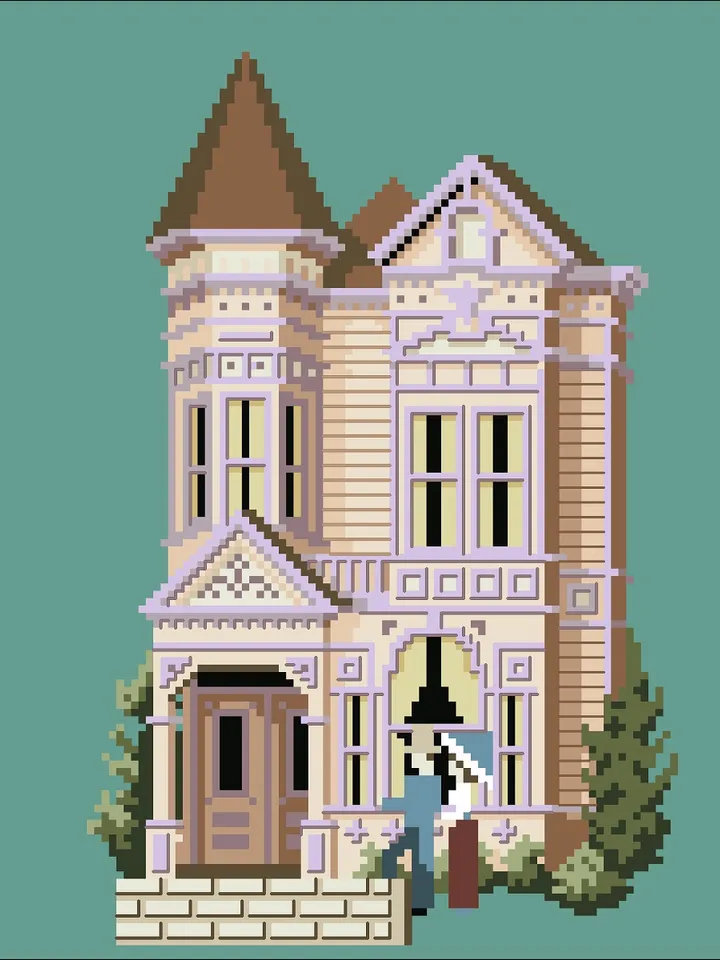 Vintage Cross Stitch Pattern Victorian House Counted Digital Download PDF