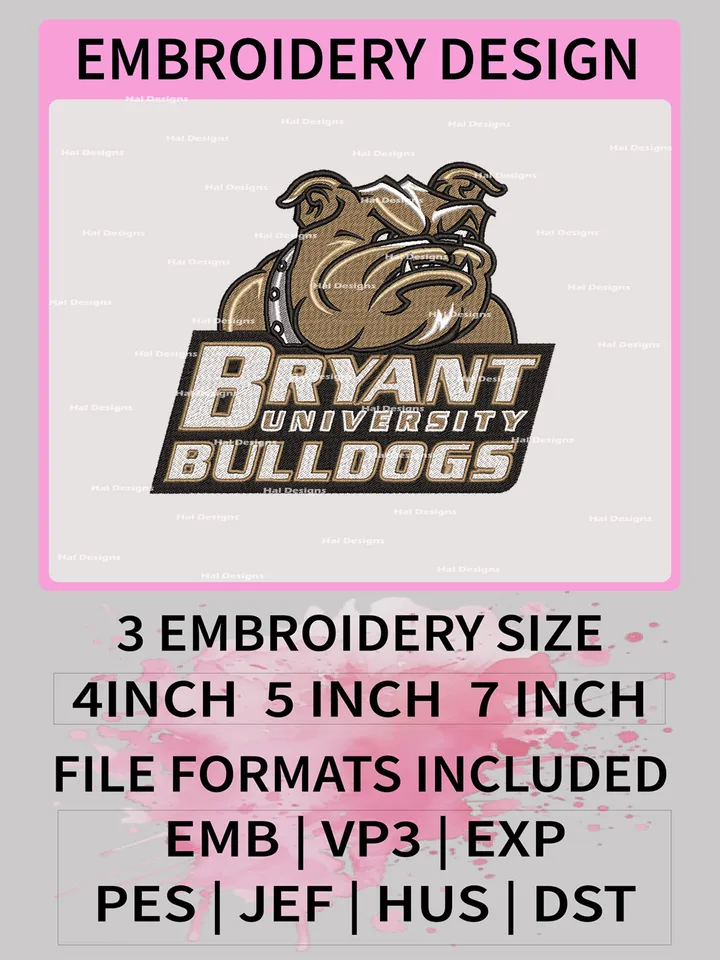 NCAA Bryant Bulldogs Embroidery File, 3 Sizes, 6 Formats, NCAA Machine Embroidery Design, NCAA Logo, NCAA Teams