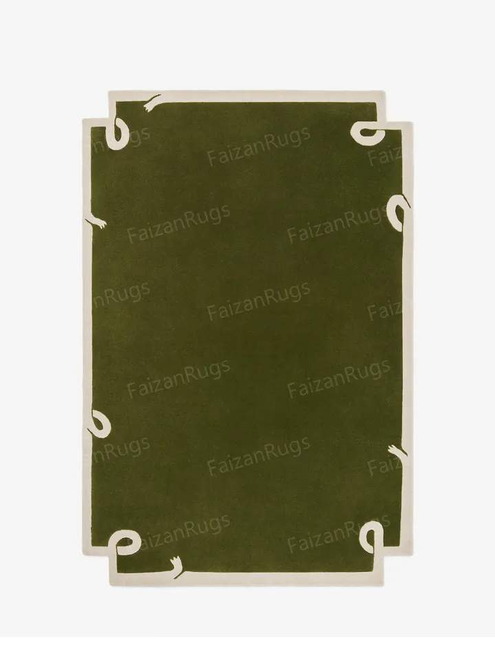 Buy Anthropologie | Handcrafted Tufted Rug | Green-colored Area rug | Wool Carpet | Living Room Bedroom Hall Dining Room Indoor Use.