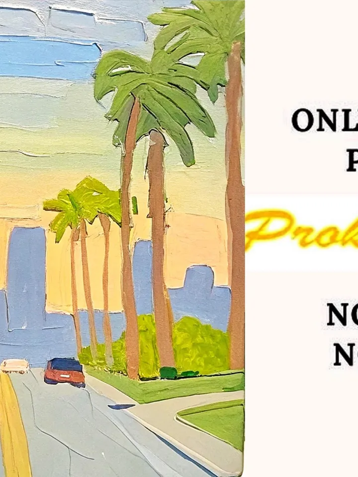 Los Angeles Painting Street Original Art Impasto Scene Sunset Boulevard Impressionist Oil Painting Palm Trees Car Cityscape Art Gift