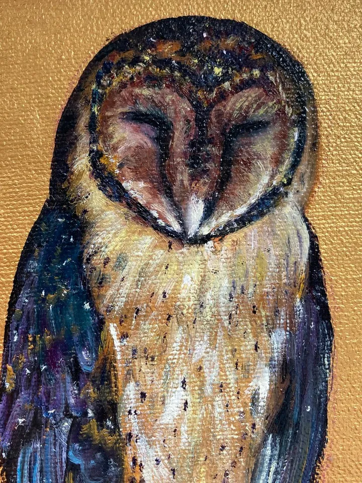 Owl Painting Original Small Bird Oil Painting Barn Owl Art Bird Lovers Gift Owl Wall Decor Owl Illustration 5 x 7 Art