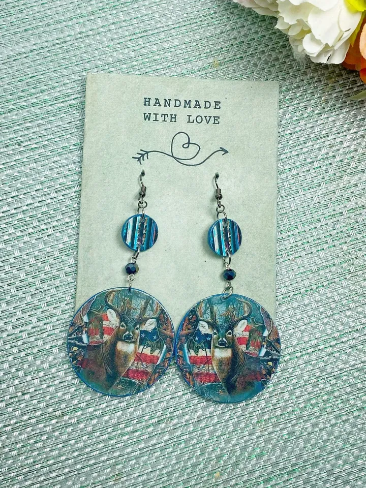 Original handmade earrings. Handmade jewelry. Author's earrings. Handmade. Earrings with deer.
