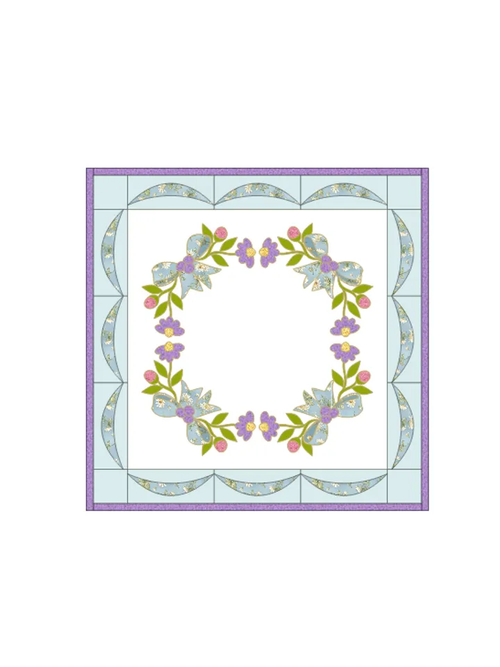 Table Topper Applique "Flower Wreath" in PDF format.