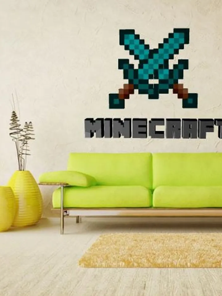 Pixeled Swords Wall Decal Gamer Sticker Gift col533