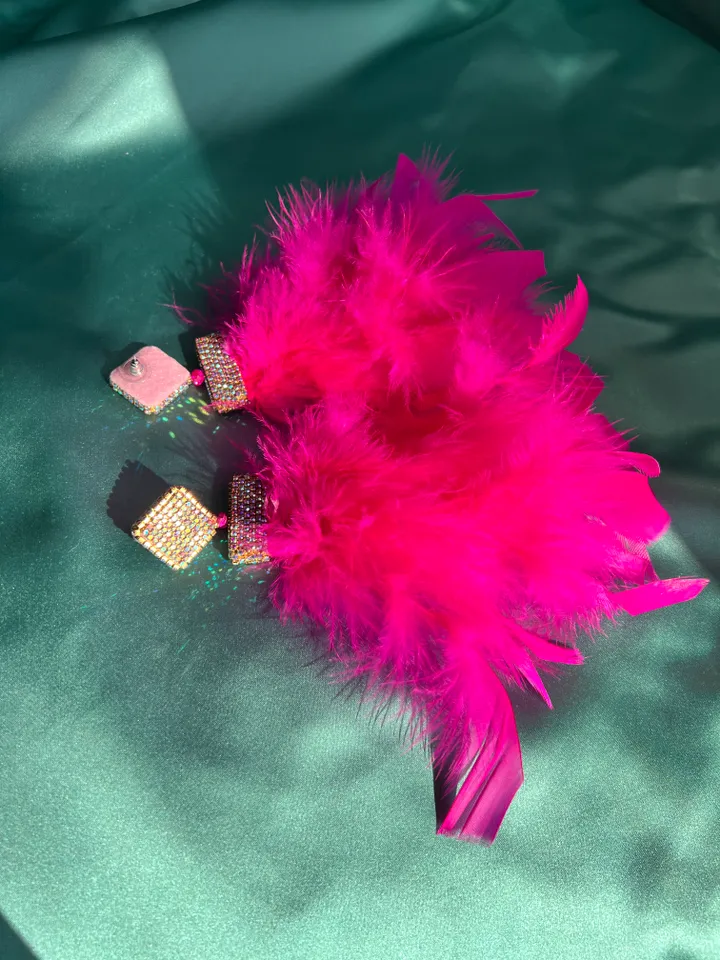 Feather and Crystal Earrings