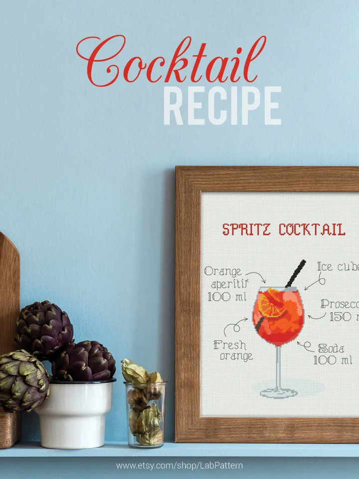 Cocktail Spritz Cross stitch pattern | Embroidery Pattern | Instant Download | Embroidery Designs