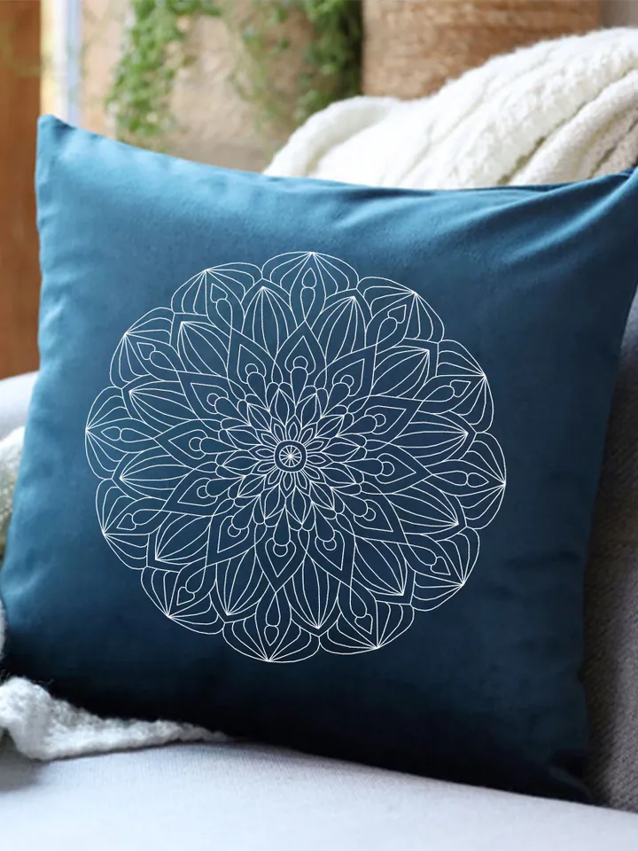 Floral mandala blackwork pattern PDF Backstitch chart Mandala ornament, Blackwork mandala embroidery download PDF, Blackwork embroidery #W26