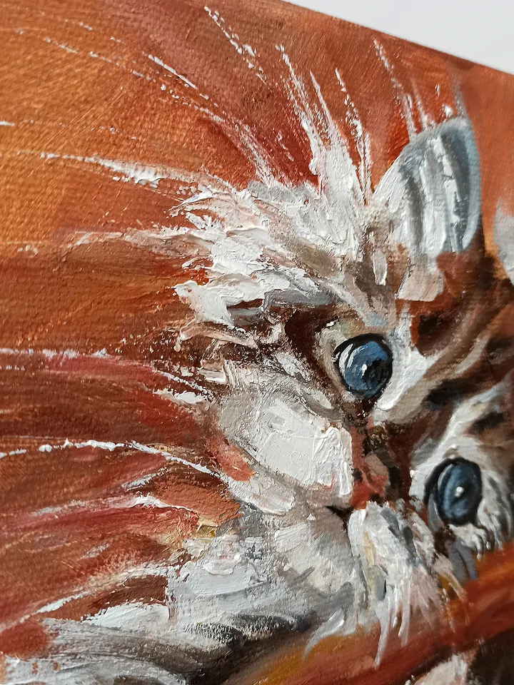 The Kitten Who Still Loves Everyone. Oil on stretched canvas. 20x20cm