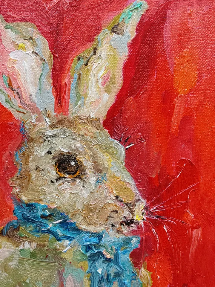 18x24cm (7.2x9.6 inch) Oil painting on canvas. "Bunny Hare"