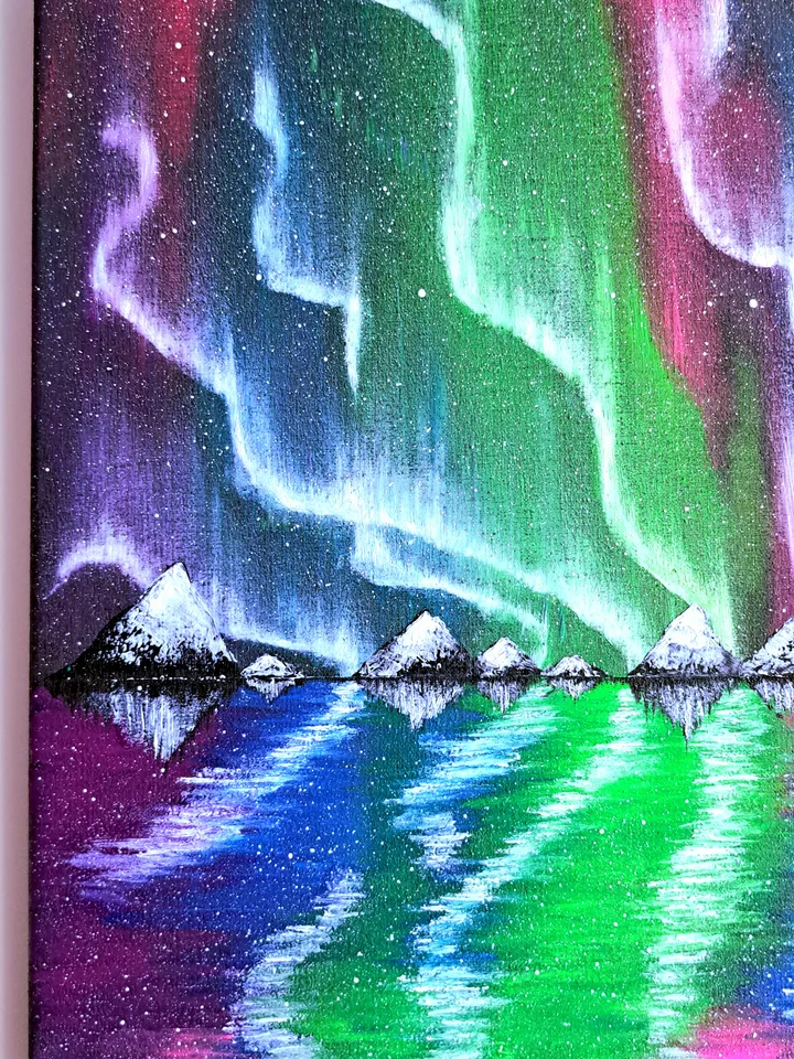 Neon fluorescent oil painting "Northern Lights"