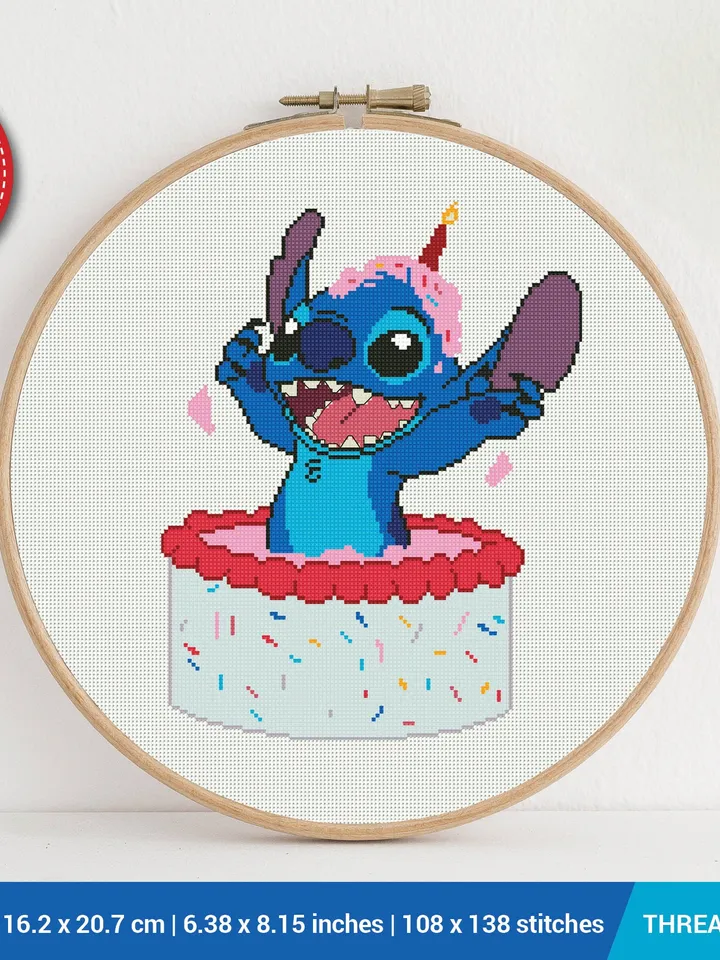 Lilo and Stitch Birthday Cake Cross stitch pattern | Embroidery Pattern | Instant Download | Embroidery Designs