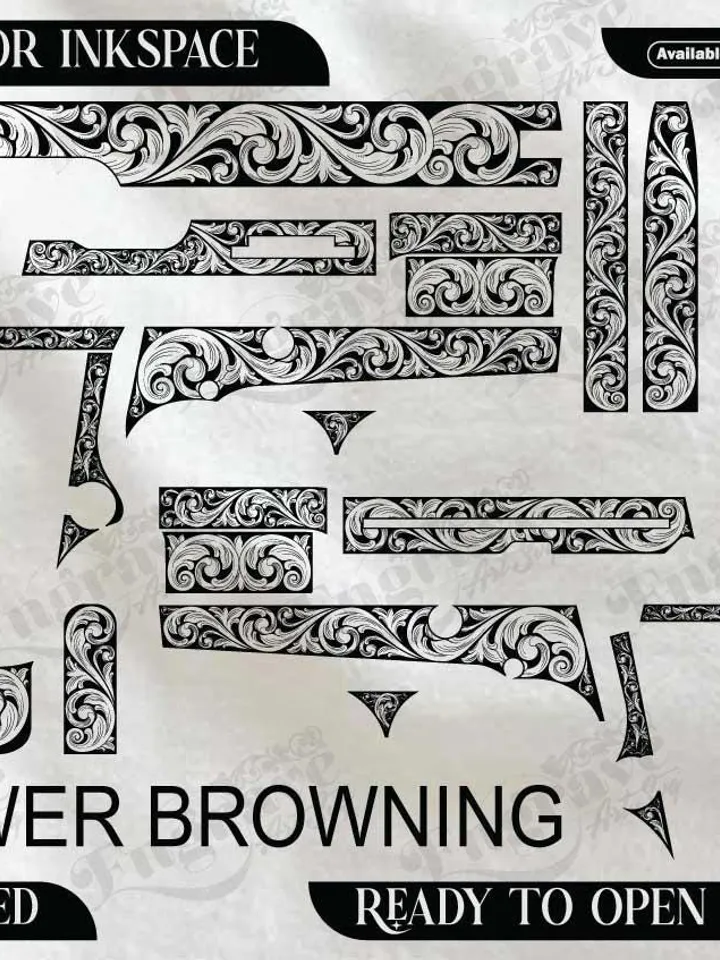 Hi Power Browning Scroll Design,lasercut,laserengraving,fiberlaser,engravingfiles