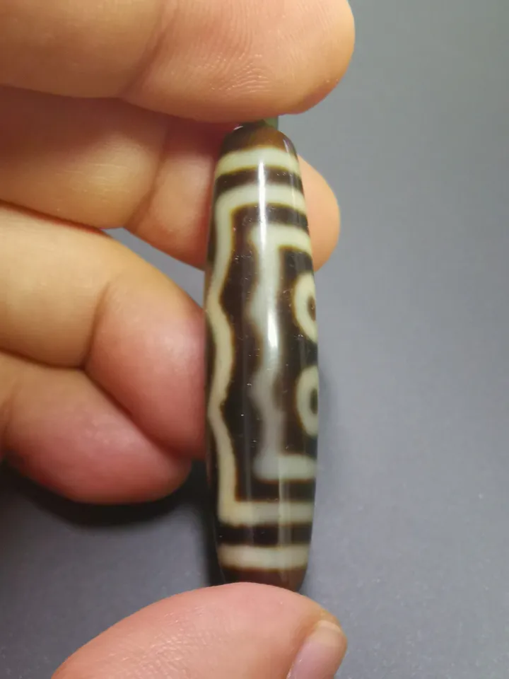 Gandhanra Antique Tibetan Dzi Bead(30 Years Old),Unique 5 Eyed Zee Bead,Protective Amulet Bead,Attract Wealth and Good Luck