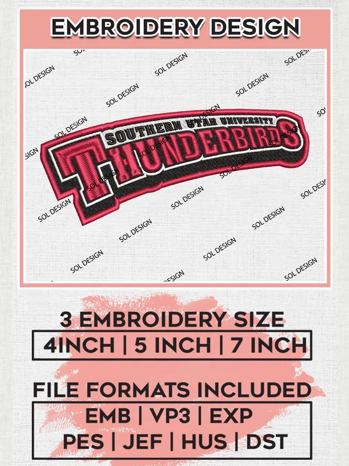 NCAA Southern Utah Thunderbirds Uni.versity Team Word Logo Embroidery Design Files, NCAA Southern Utah Thunderbirds Machine Embroidery, NCAA Teams, 3 sizes, NCAA Machine embroidery designs, Digital Download