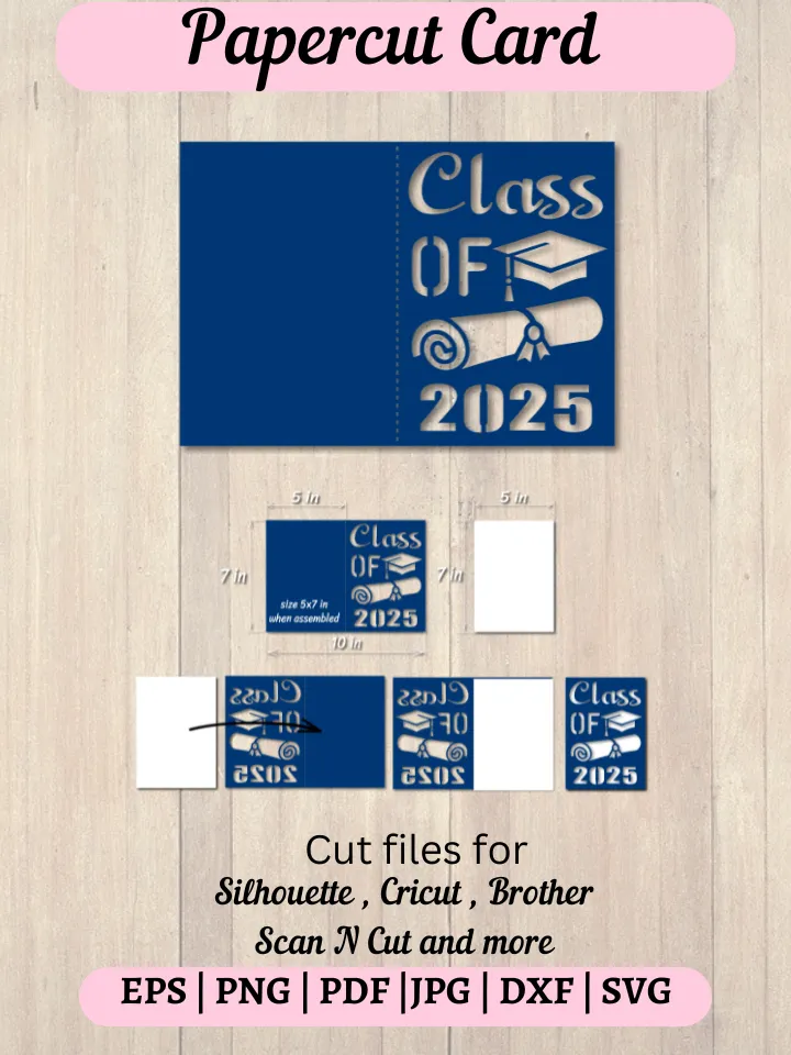 2025 Graduation Invitation Card svg, Class of 2025 Cut Files for Cricut, paper cut svg, Graduation Party Invitation Template, Cameo Graduate