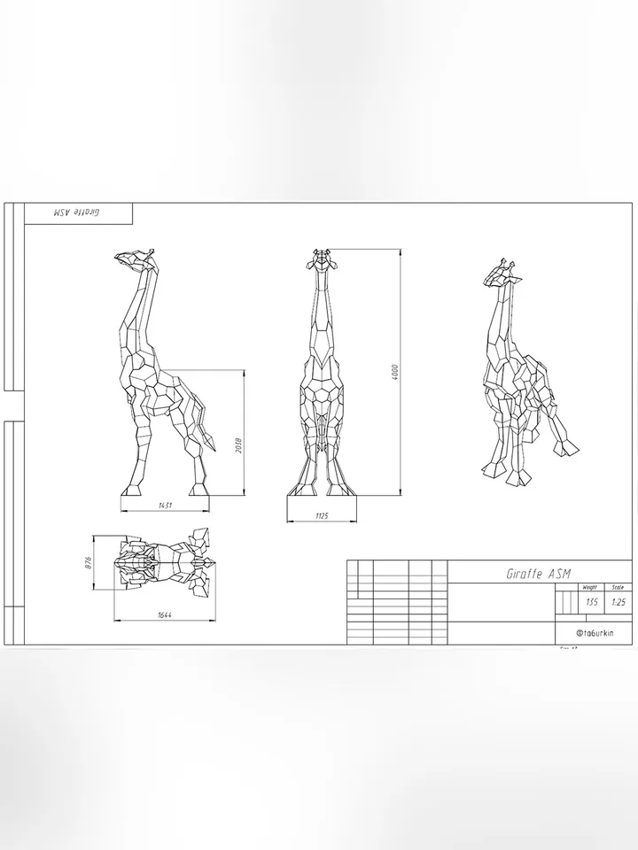 Welding Project Plans Drawings Giraffe (DXF, PDF)
