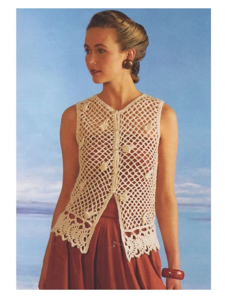 Mesh top Pattern, mesh blouse crochet pattern, women ladies top, mesh summer top pdf instant download
