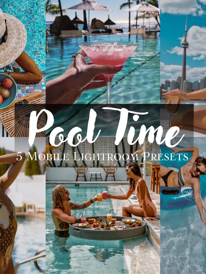 POOL Mobile Lightroom Presets, Pool Preset, Vacation presets, Bright mobile preset, Beach preset, Tanned skin preset