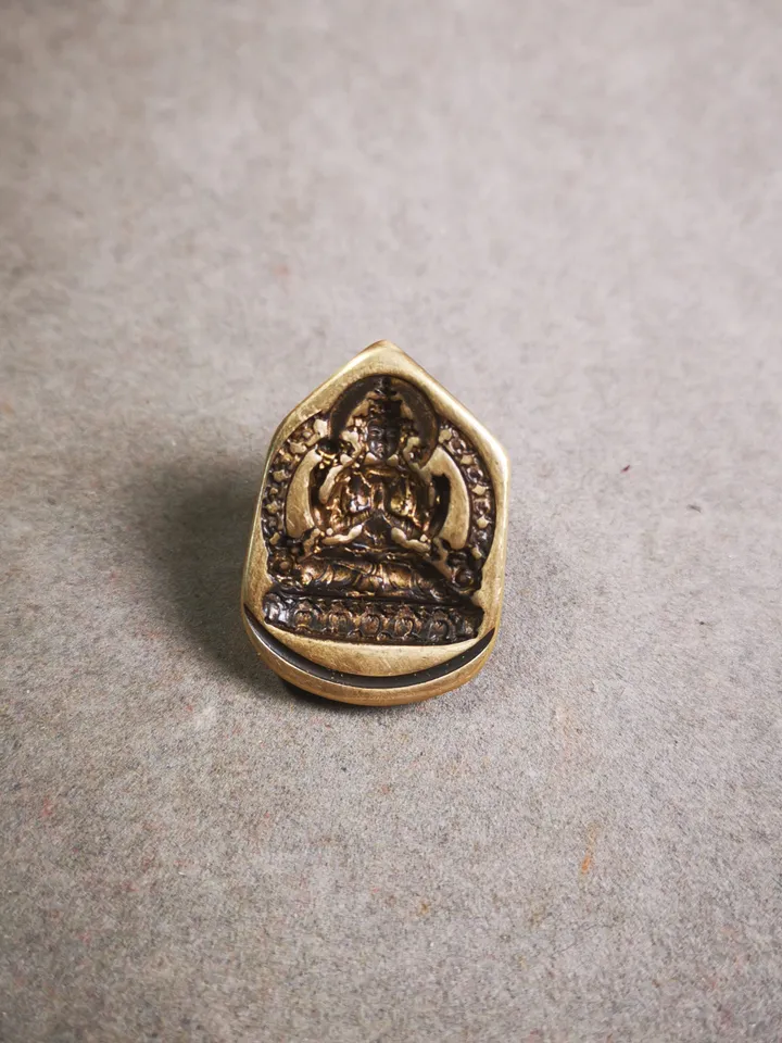 Gandhanra Old Tibetan Buddha Statue Tsa Tsa Mold Amulet,Chenrezig,Copper Mould For Making Clay Buddha Statue, DIY Tsha Tsha Statue,Pendant