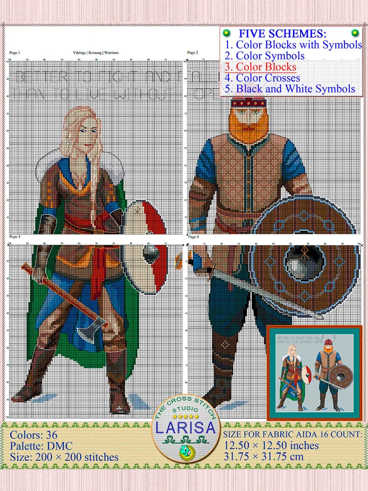Vikings Cross Stitch Pattern | Viking Warriors | Konung