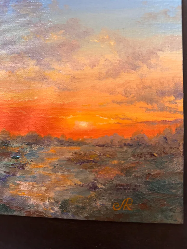 Sunset Oil Painting Original Sunset Landscape Sky Painting