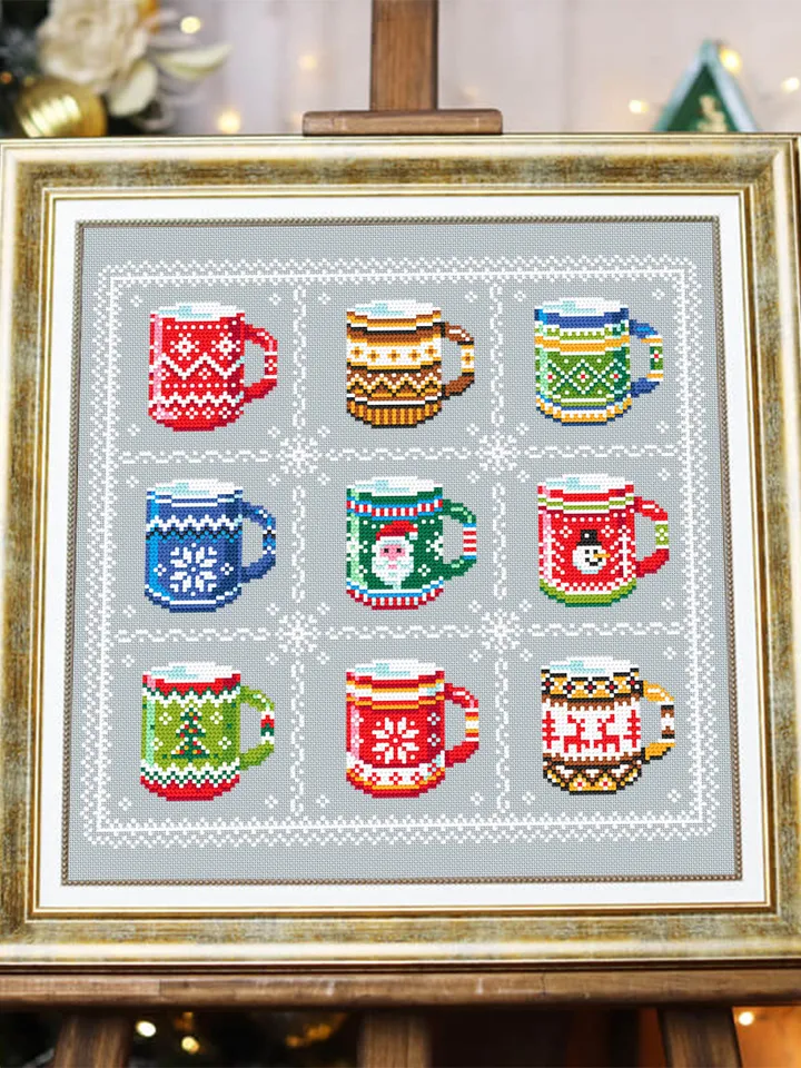 Ugly Christmas sweater mug cross stitch pattern PDF download Christmas coffee cross stitch chart, Christmas pattern digital PDF #N93