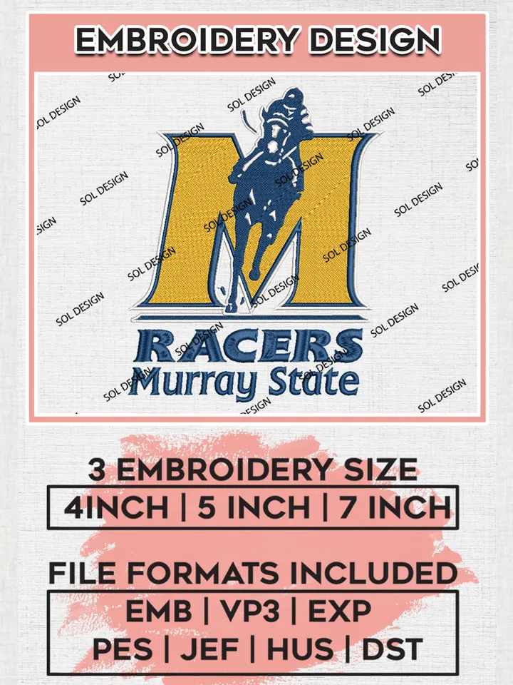 NCAA Murray State Racers Team Logo embroidery designs, NCAA Murray State Racers Logo Machine embroidery files, NCAA Team Logo embroidery designs, NCAA Game Day Machine embroidery designs, Digital Download